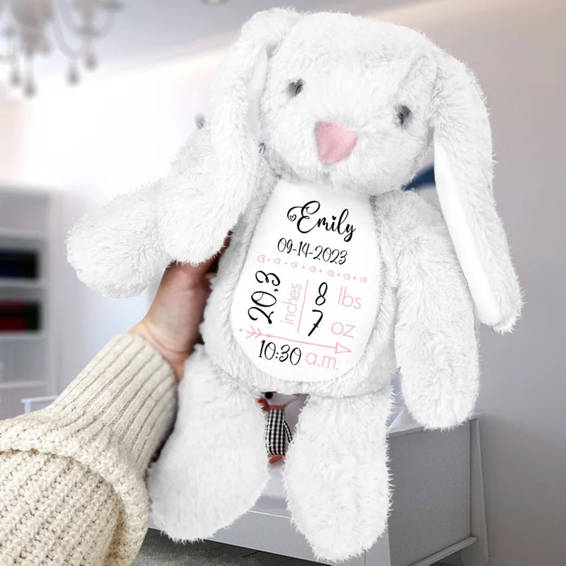 White Fabric Bunny with Personalization - Crafted by Love & Faith USA