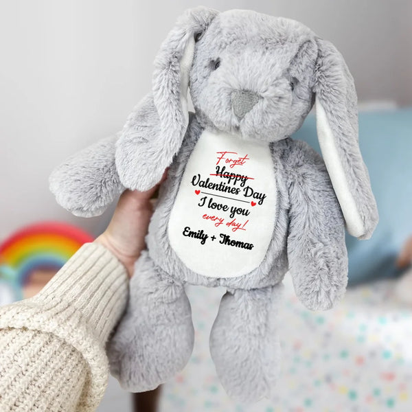 Gray Fabric Bunny with Personalization - Crafted by Love & Faith USA