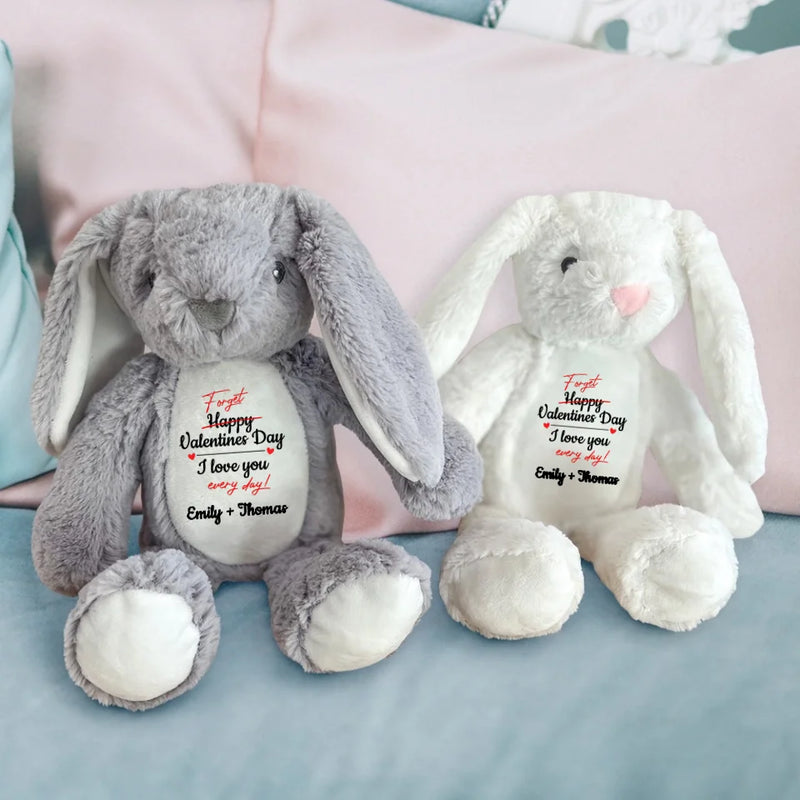 Gray and White Fabric Bunny with Personalization - Crafted by Love & Faith USA