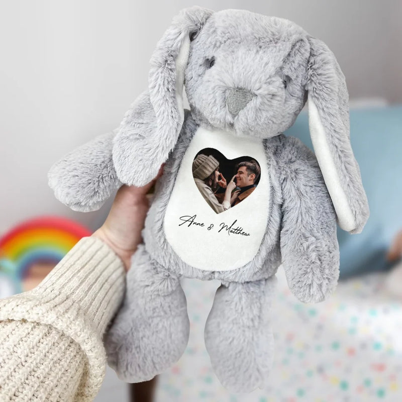 Gray Fabric Bunny with Personalization - Crafted by Love & Faith USA