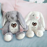 Gray and White Fabric Bunny with Personalization - Crafted by Love & Faith USA