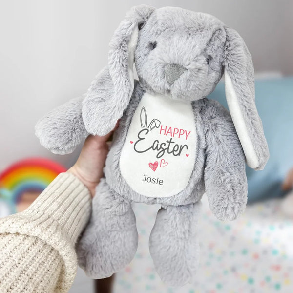 Gray Fabric Bunny with Personalization - Crafted by Love & Faith USA