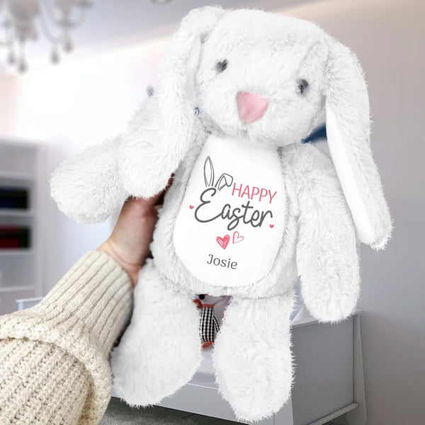 White Fabric Bunny with Personalization - Crafted by Love & Faith USA