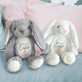 Gray and White Fabric Bunny with Personalization - Crafted by Love & Faith USA