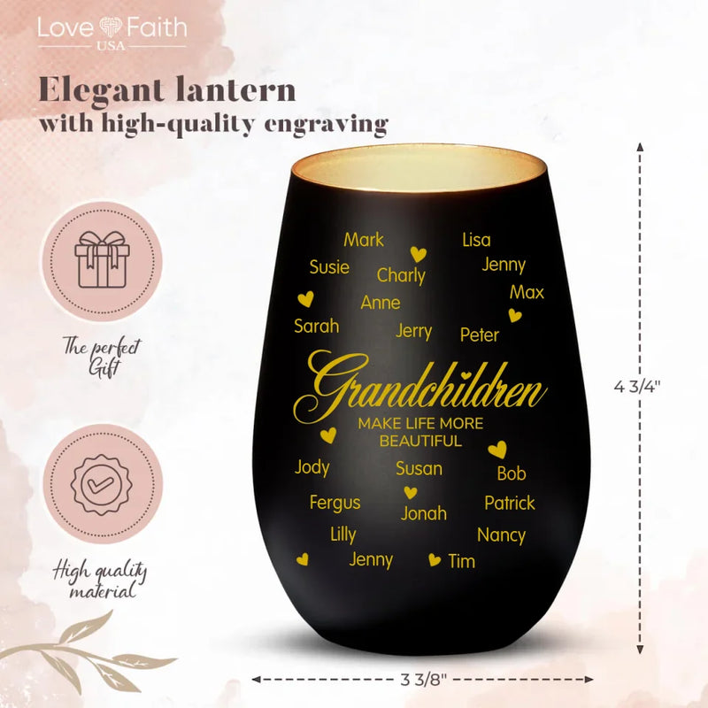 Personalized Lantern black gold - Engraved by Love & Faith USA