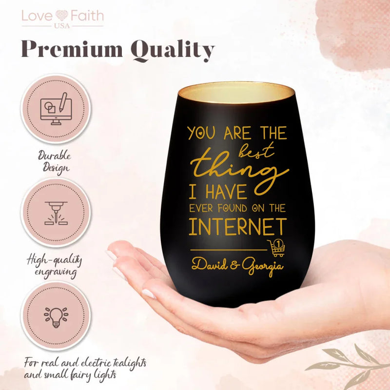 Personalized Lantern black gold - Engraved by Love & Faith USA