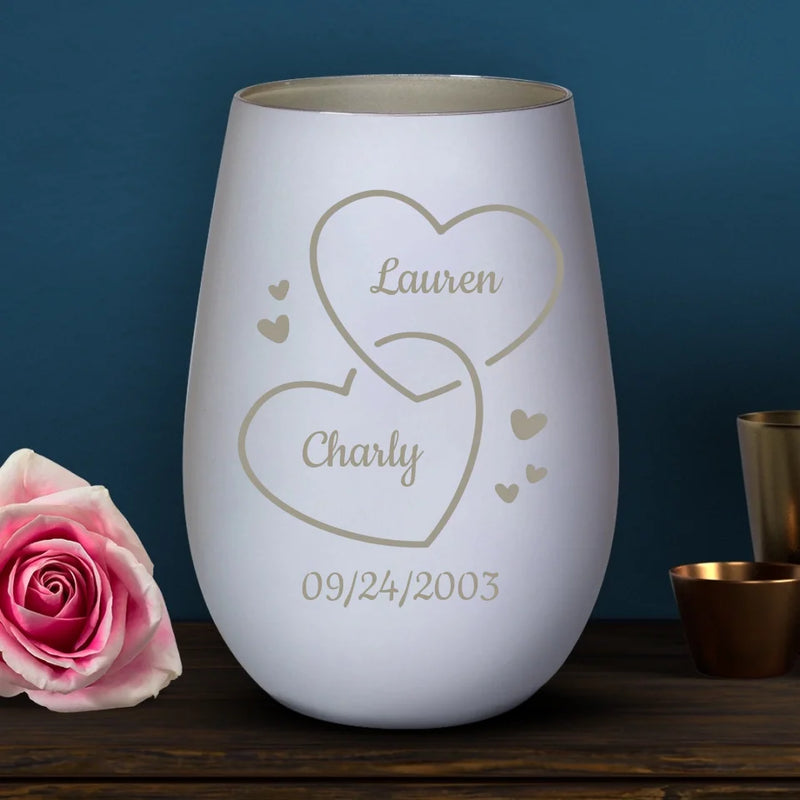 Personalized lantern white silver - Engraved by Love & Faith USA