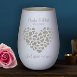 Personalized lantern white silver - Engraved by Love & Faith USA