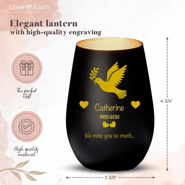 Personalized Lantern black gold - Engraved by Love & Faith USA