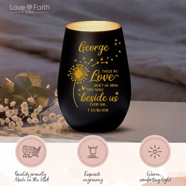 Personalized Lantern black gold - Engraved by Love & Faith USA