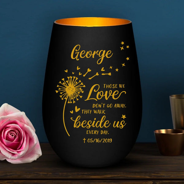 Personalized lantern black gold - Engraved by Love & Faith USA