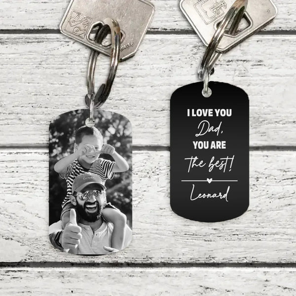 Father's Day - Personalized Engraved Keychain for Dad with picture