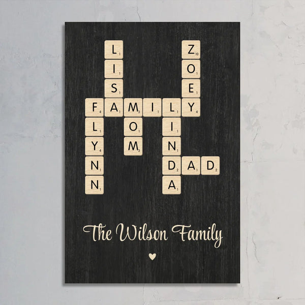 Scrabble - Personalized Poster with Names in a Scrabble-Inspired Design for Family and Friends