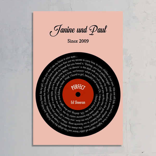 Our Song - Personalized Poster Featuring Your Favorite Song in a Stunning Vinyl Record Design