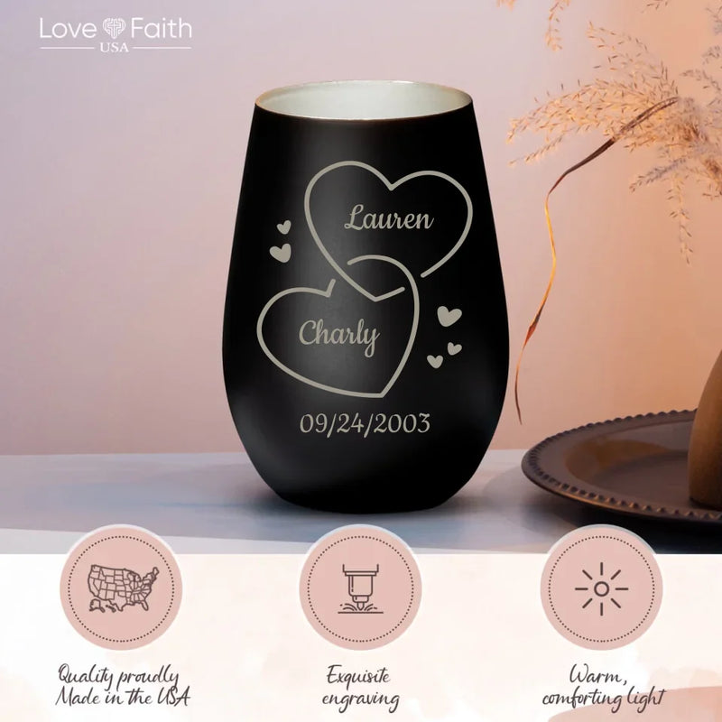 Personalized Lantern Black Silver - Engraved by Love & Faith USA 2