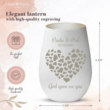 Personalized Lantern White Silver - Engraved by Love & Faith USA