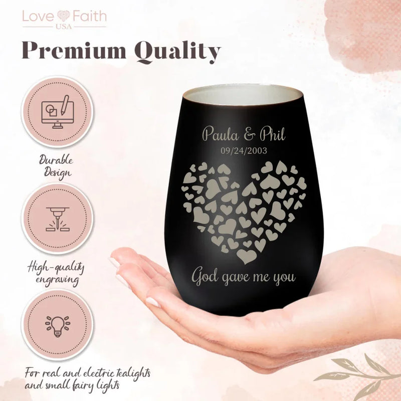 Personalized Lantern Black Silver - Engraved by Love & Faith USA 3