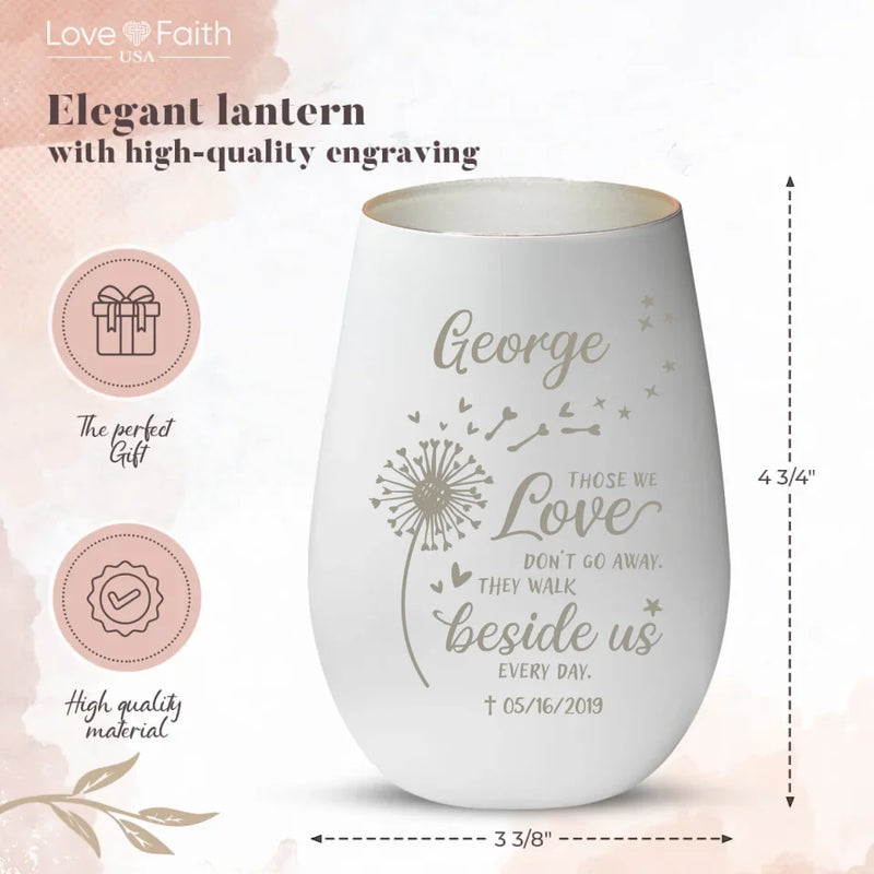 Personalized Lantern White Silver - Engraved by Love & Faith USA