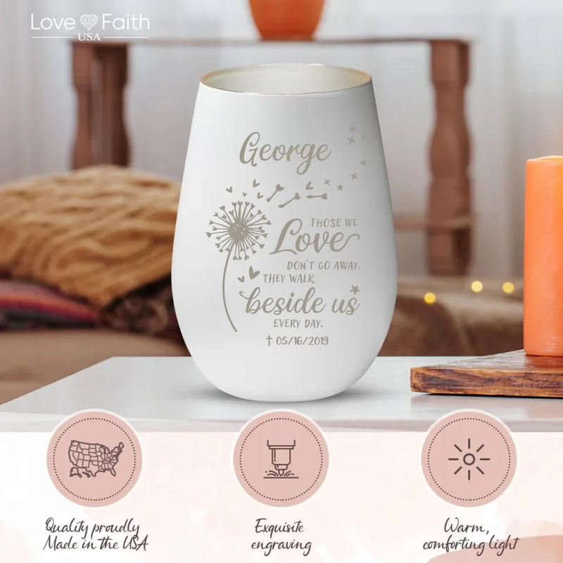 Personalized Lantern White Silver - Engraved by Love & Faith USA 2